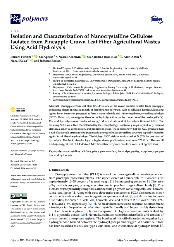 (PDF) Isolation and Characterization of Nanocrystalline Cellulose ...