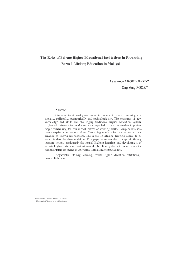 (PDF) The roles of private higher educational institutions in promoting ...