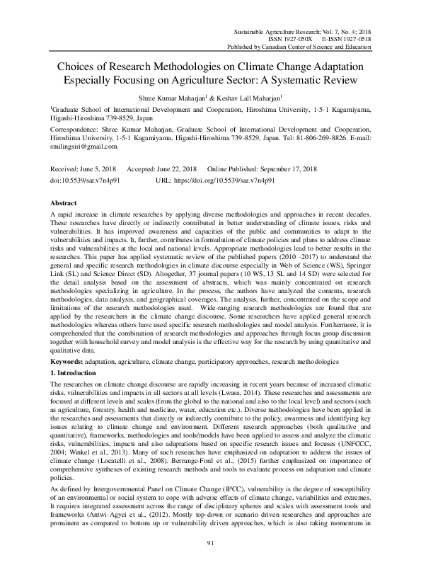 (PDF) Choices of Research Methodologies on Climate Change Adaptation ...