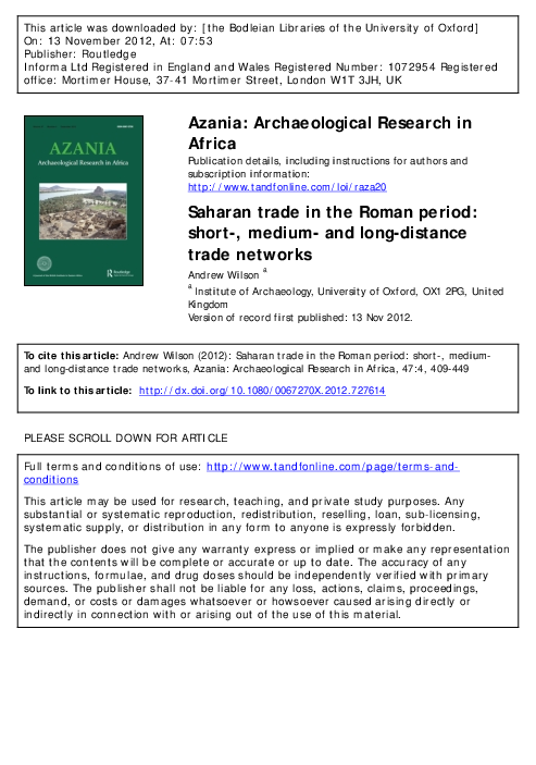 (PDF) Saharan trade in the Roman period: short-, medium- and long ...