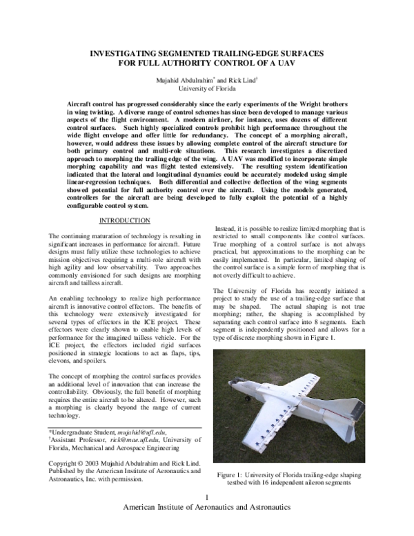 (PDF) Investigating Segmented Trailing-Edge Surfaces for Full Authority ...