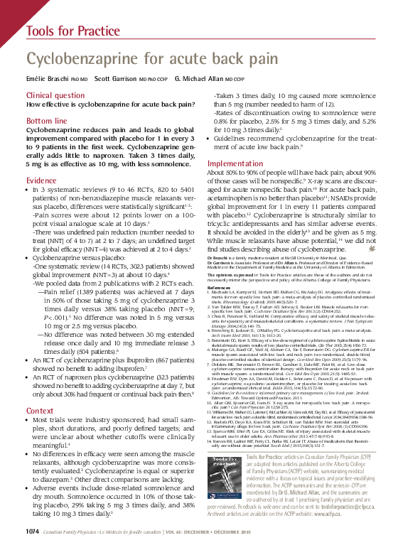 (PDF) Cyclobenzaprine for acute back pain Scott Garrison Academia.edu