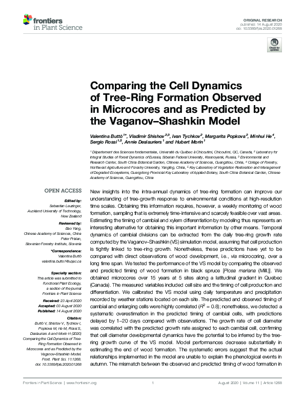 (PDF) Comparing the Cell Dynamics of Tree-Ring Formation Observed in ...