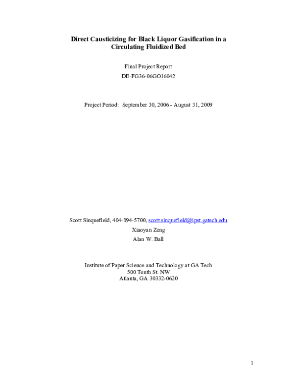 (PDF) Direct Causticizing for Black Liquor Gasification in a ...