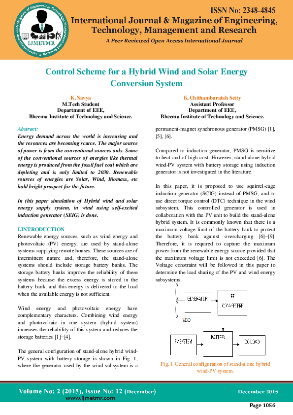 (PDF) Control Scheme for a Hybrid Wind and Solar Energy Conversion System