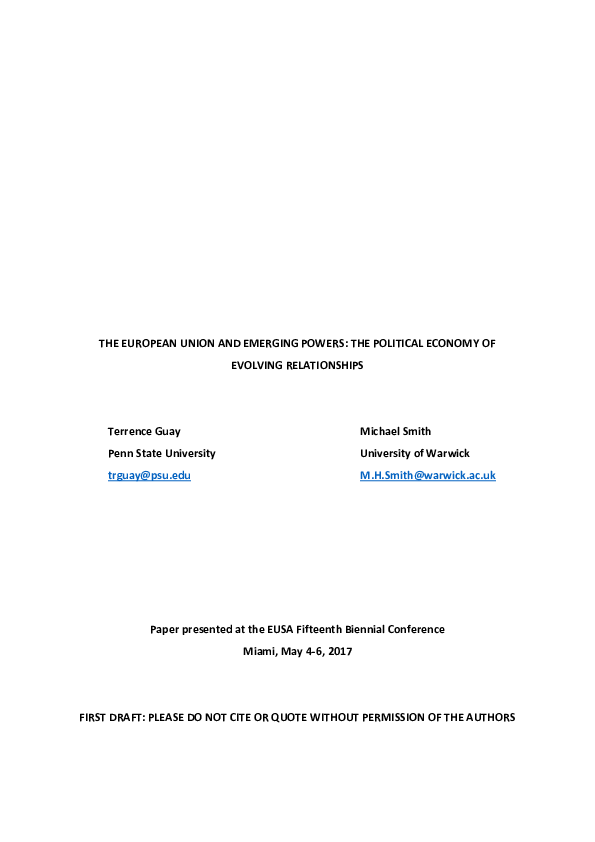 (PDF) The European Union and Emerging Powers: The Political Economy of ...