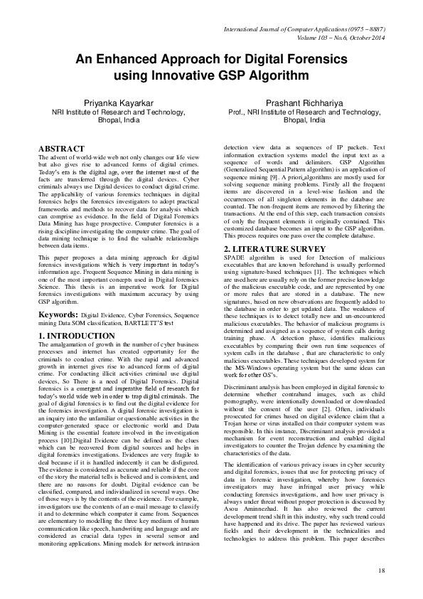 (PDF) An Enhanced Approach for Digital Forensics using Innovative GSP ...