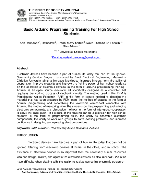 (PDF) Basic Arduino Programming Training For High School Students Basic ...