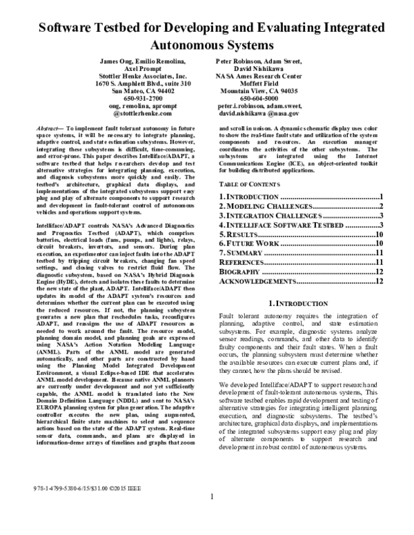 (PDF) Software testbed for developing and evaluating integrated ...