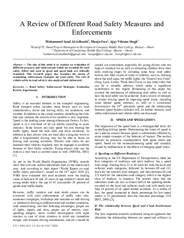 (PDF) A review of different road safety measures and enforcements(03)