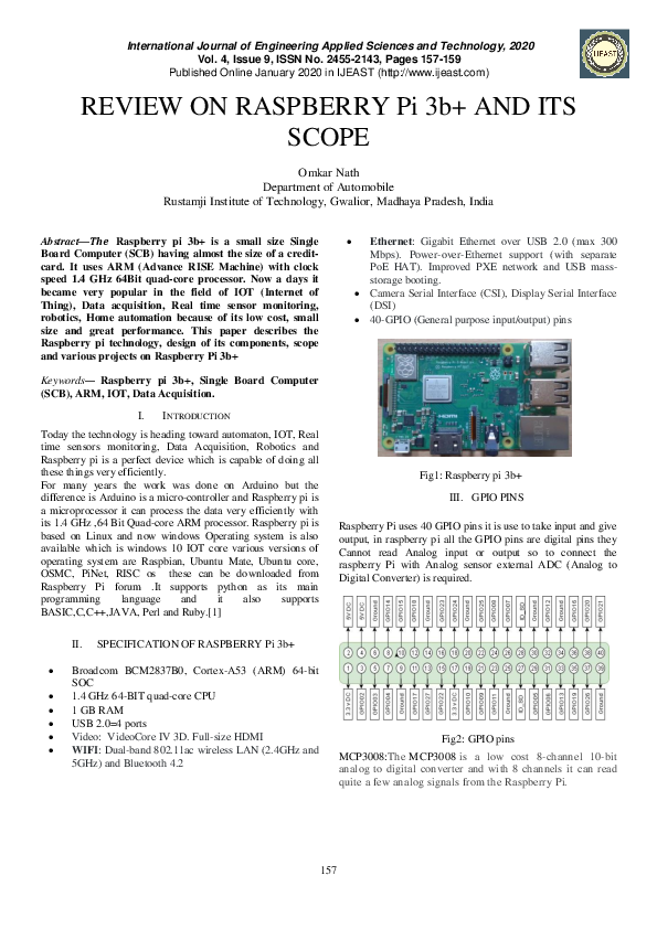 (PDF) REVIEW ON RASPBERRY Pi 3b+ AND ITS SCOPE