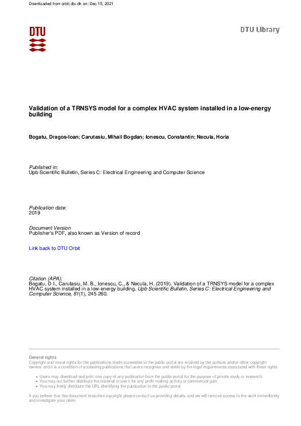 (PDF) Validation of a TRNSYS model for a complex HVAC system installed ...