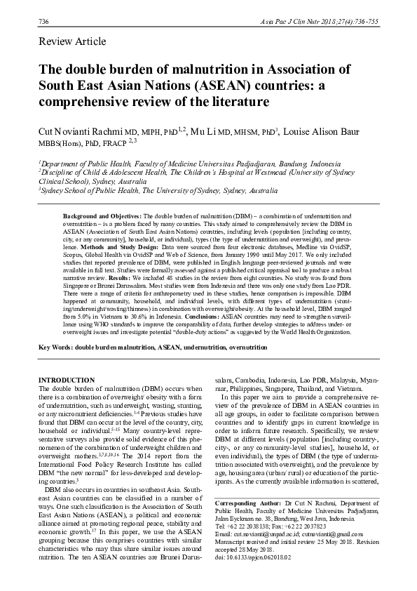 (PDF) The double burden of malnutrition in Association of South East ...