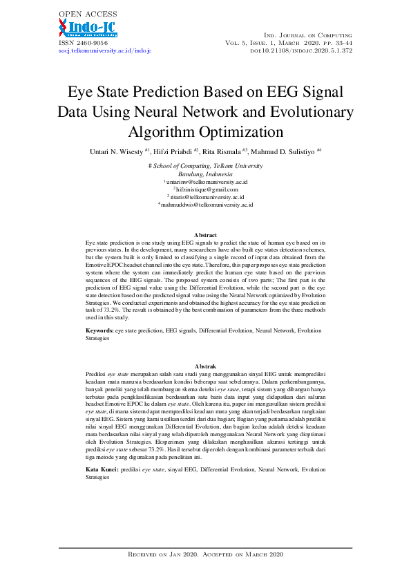 (PDF) Eye State Prediction Based on EEG Signal Data Neural Network and ...