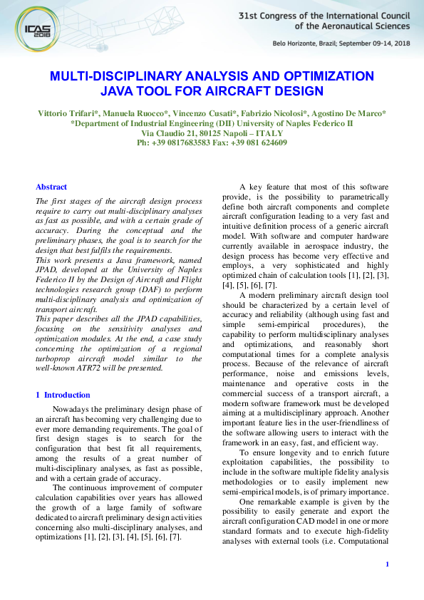 (PDF) Multi-Disciplinary Analysis and Optimization Java Tool for ...