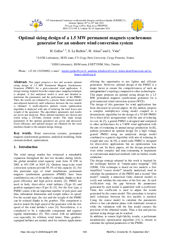 (PDF) Optimal sizing design of a 1.5 MW permanent magnets synchronous ...