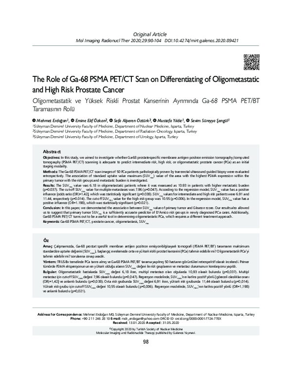 (PDF) The Role of Ga-68 PSMA PET/CT Scan on Differentiating of ...