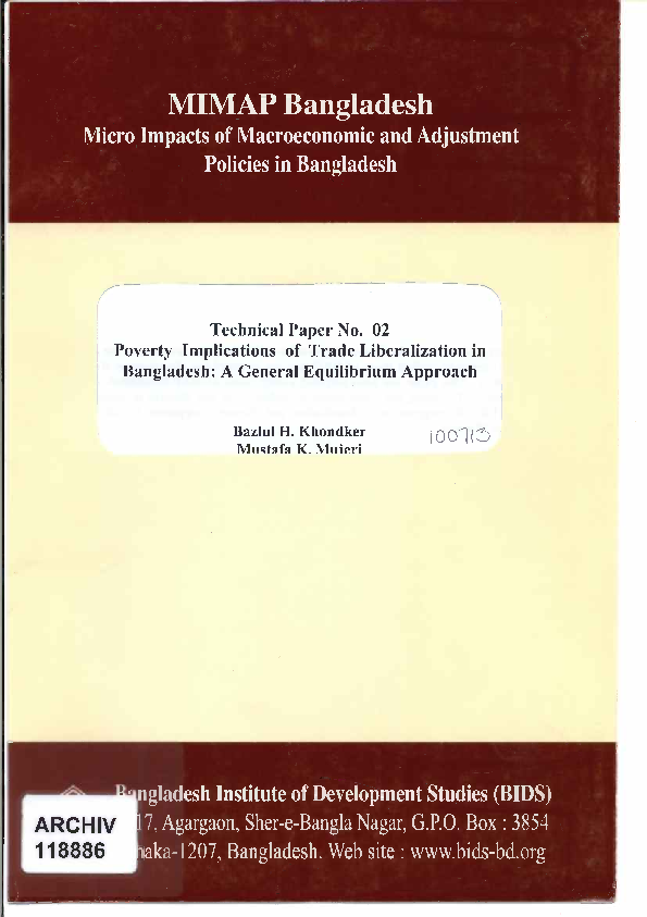 (PDF) Poverty implications of trade liberalization in Bangladesh : a ...