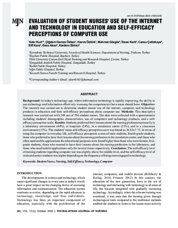 (PDF) Evaluation of Student Nurses’ Use of the Internet and Technology ...