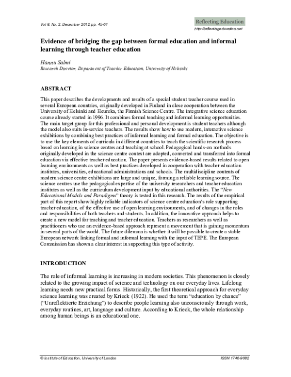 (PDF) Evidence of bridging the gap between formal education and ...