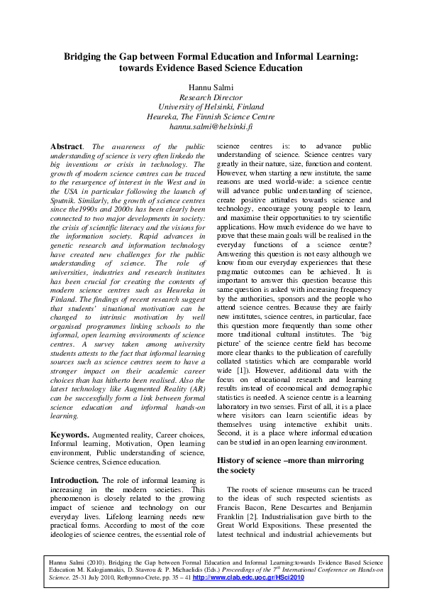 (PDF) Bridging the Gap between Formal Education and Informal Learning ...