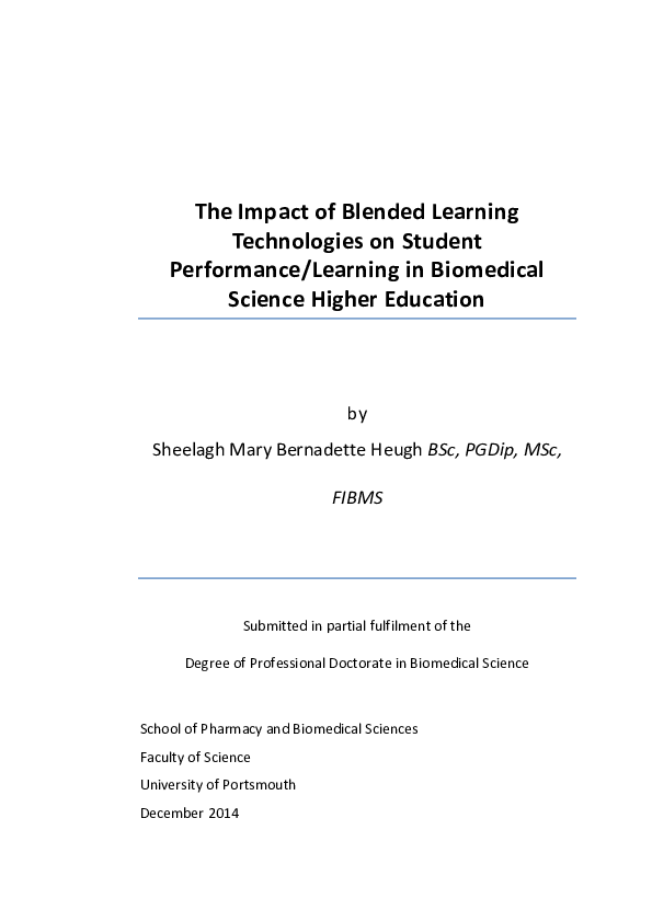 (PDF) The impact of blended learning technologies on student ...