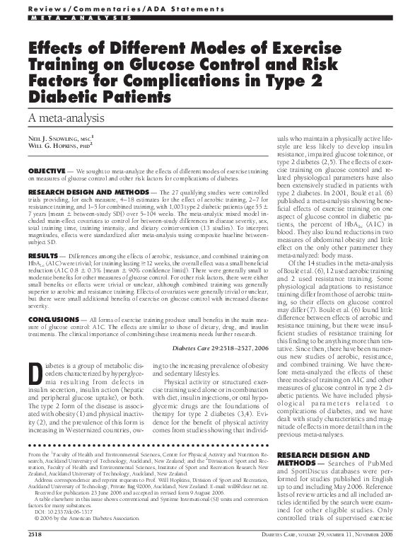 (PDF) Effects of Different Modes of Exercise Training on Glucose ...