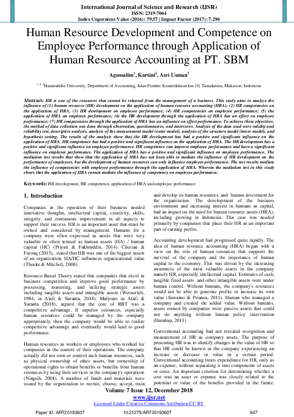 (PDF) Human Resource Development and Competence on Employee Performance ...