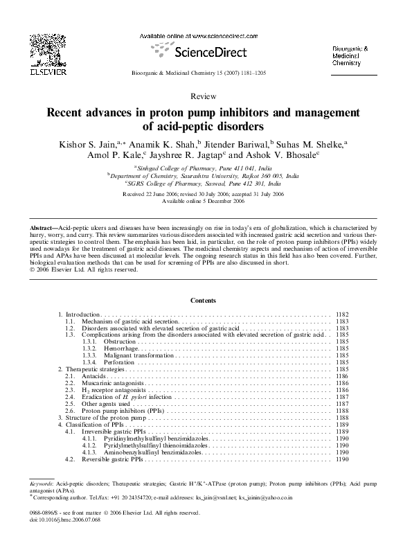 (PDF) Recent advances in proton pump inhibitors and management of acid ...