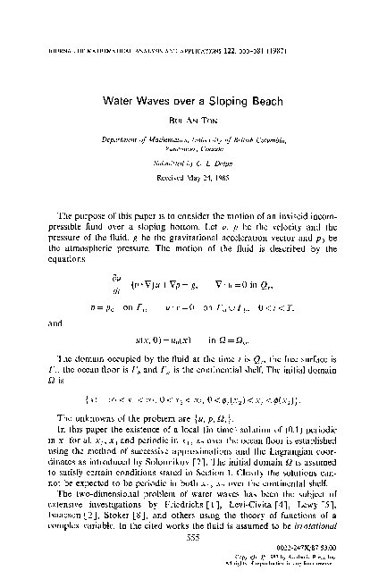 (PDF) Water waves over a sloping beach