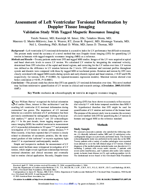 (PDF) Assessment of left ventricular torsional deformation by Doppler ...