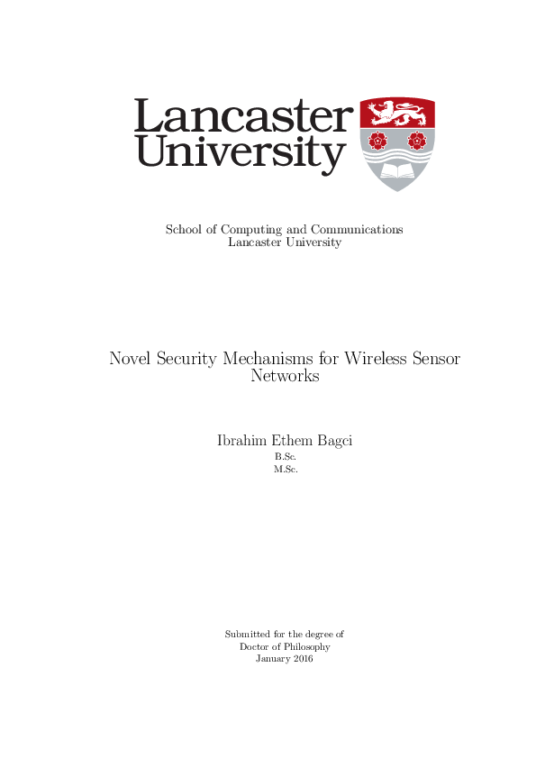 (PDF) Novel security mechanisms for wireless sensor networks