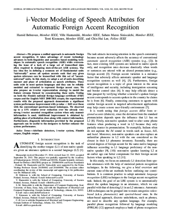 (PDF) i-Vector Modeling of Speech Attributes for Automatic Foreign ...