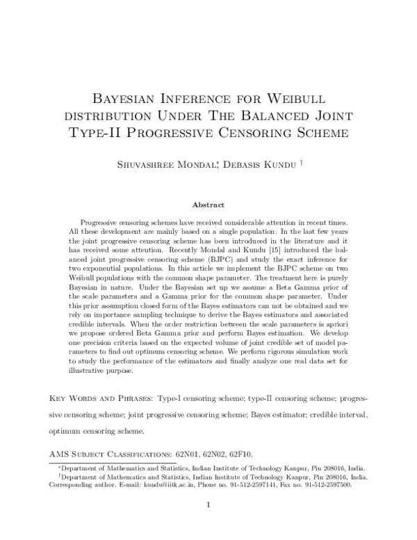 (PDF) Bayesian Inference for Weibull Distribution under the Balanced ...