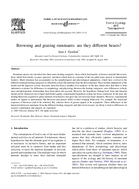 (PDF) Browsing and grazing ruminants: are they different beasts?
