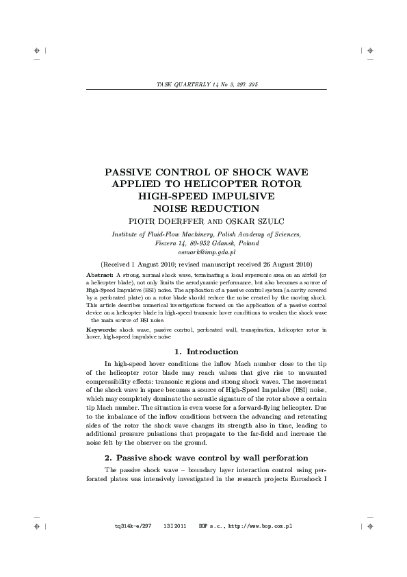 (PDF) Passive Control of Shock Wave Applied to Helicopter Rotor High ...