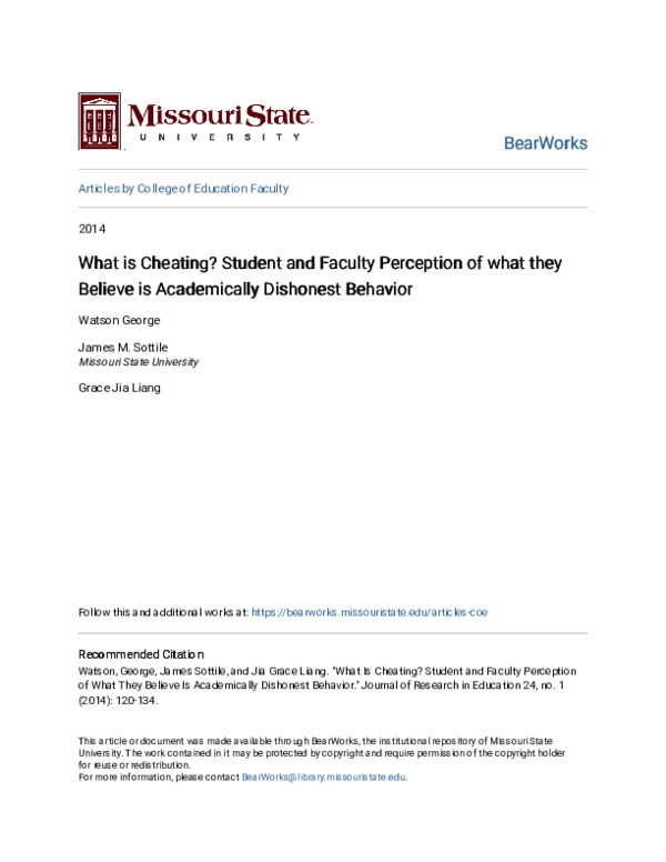 (PDF) What Is Cheating? Student and Faculty Perception of What They ...
