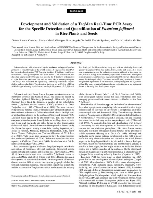 (PDF) Development and validation of a TaqMan real-time reverse ...