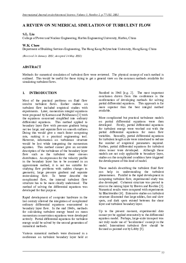 (PDF) A review on numerical simulation of turbulent flow