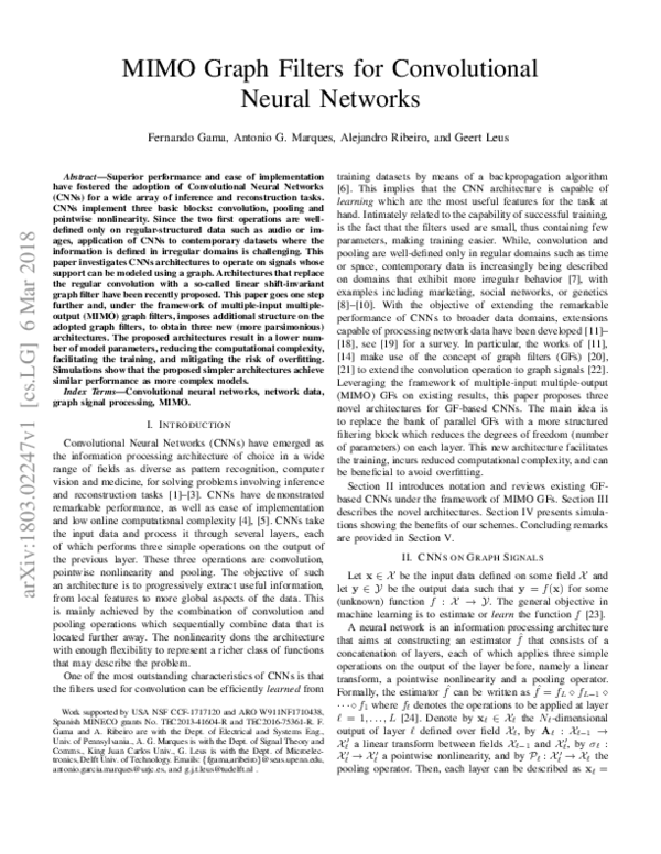 (PDF) MIMO Graph Filters for Convolutional Neural Networks