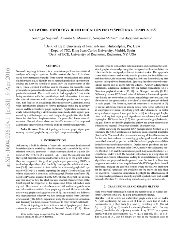 (PDF) Network topology identification from spectral templates