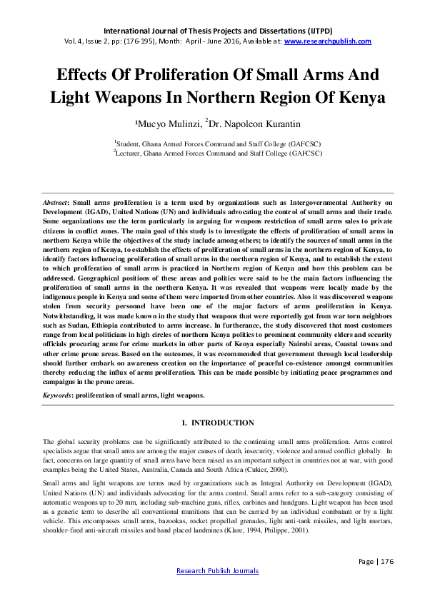 (PDF) Effects Of Proliferation Of Small Arms And Light Weapons In ...