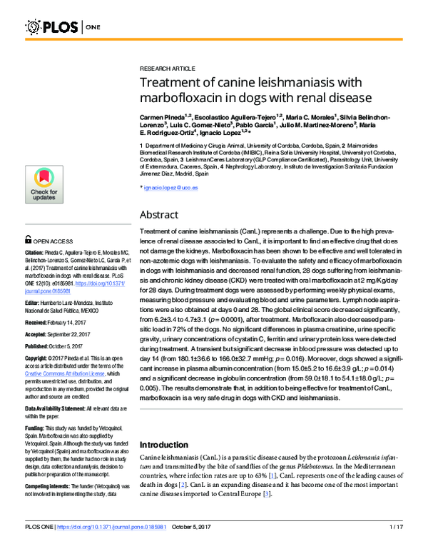 Image showcasing (PDF) Treatment of canine leishmaniasis with marbofloxacin in dogs with ...