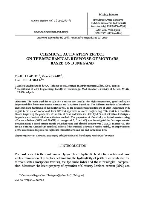 (PDF) Chemical activation effect on the mechanical response of mortars ...