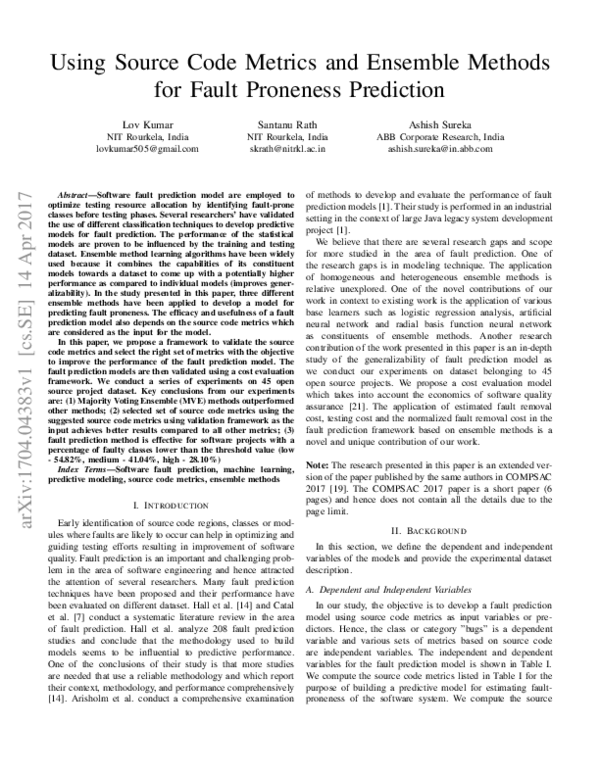 (PDF) Using Source Code Metrics and Ensemble Methods for Fault ...