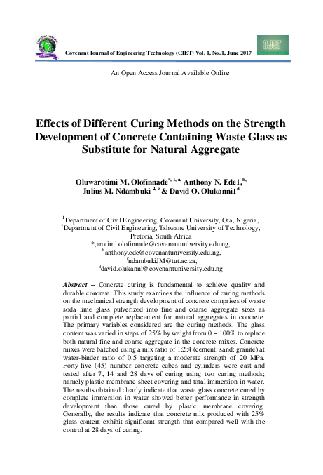 (PDF) Effects of Different Curing Methods on the Strength Development ...