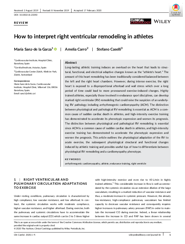 (PDF) How to interpret right ventricular remodeling in athletes