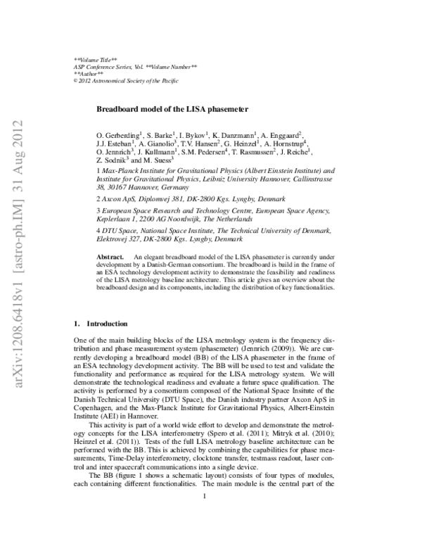 (PDF) Breadboard model of the LISA phasemeter