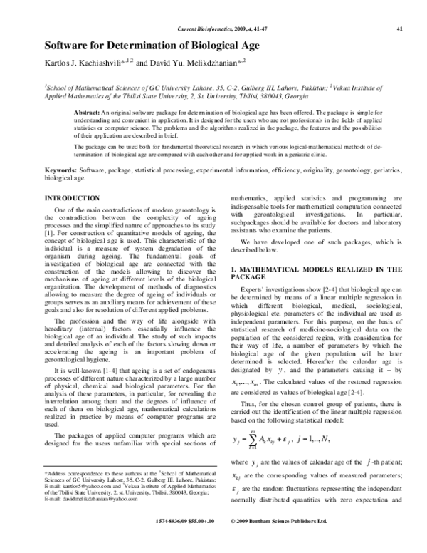 (PDF) Software for Determination of Biological Age