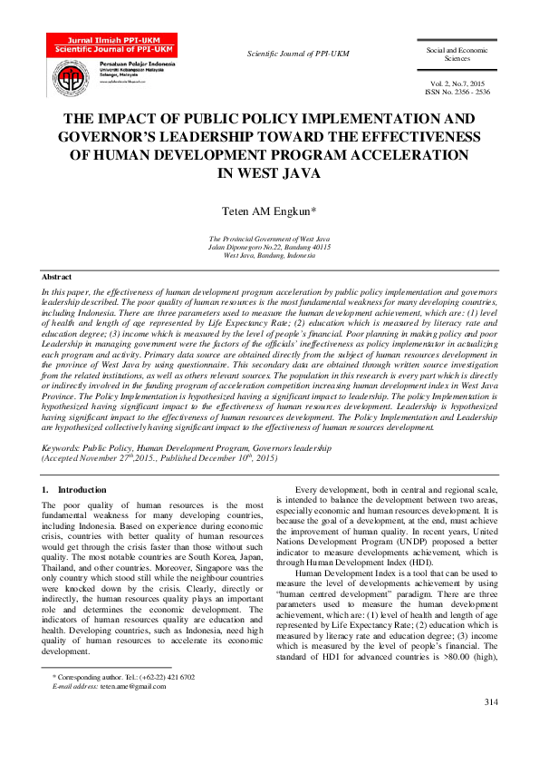 (PDF) The Impact of Public Policy Implementation and Governor’s ...